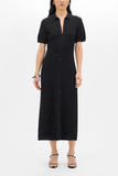 Another Tomorrow Pique Polo Dress in Black