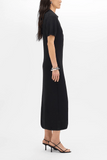Another Tomorrow Pique Polo Dress in Black