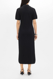 Another Tomorrow Pique Polo Dress in Black