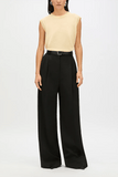 Another Tomorrow Pleated Trouser in Black