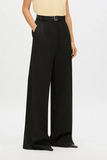 Another Tomorrow Pleated Trouser in Black