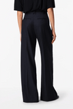 Another Tomorrow Pleated Trouser in Navy/Chalk