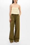 Another Tomorrow Poplin Drawcord Pant in Kelp