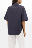 Another Tomorrow Poplin Short Sleeve Shirt in Midnight