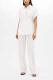 Another Tomorrow Poplin Short Sleeve Shirt in White