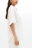 Another Tomorrow Poplin Short Sleeve Shirt in White