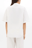 Another Tomorrow Poplin Short Sleeve Shirt in White