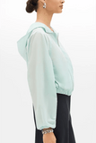 Another Tomorrow Recycled Nylon Short Blouson in Aquamarine
