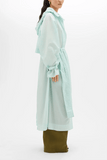 Another Tomorrow Recycled Nylon Trench in Aquamarine