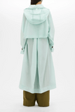 Another Tomorrow Recycled Nylon Trench in Aquamarine