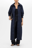 Another Tomorrow Recycled Nylon Trench in Navy