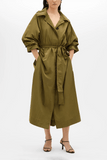 Another Tomorrow Recycled Nylon Trench in Olive