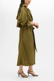 Another Tomorrow Recycled Nylon Trench in Olive
