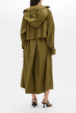 Another Tomorrow Recycled Nylon Trench in Olive