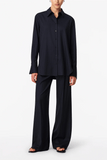 Another Tomorrow Relaxed Shirt in Navy/Chalk