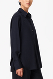 Another Tomorrow Relaxed Shirt in Navy/Chalk