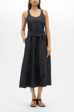 Another Tomorrow Sarong Linen Dress in Black