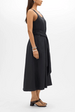 Another Tomorrow Sarong Linen Dress in Black