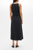 Another Tomorrow Sarong Linen Dress in Black