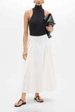 Another Tomorrow Seamed Full Skirt in White