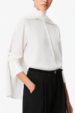 Another Tomorrow Signature Bow Blouse in Off White