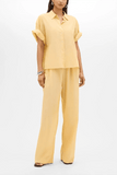 Another Tomorrow Voile Short Sleeve Shirt in Mimosa