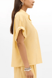 Another Tomorrow Voile Short Sleeve Shirt in Mimosa