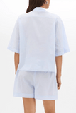 Another Tomorrow Voile Short Sleeve Shirt in Sky