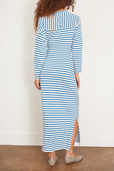 Apiece Apart Casual Dresses Long Sleeve Vanina Cinched Waist Dress in Cobalt/Cream Stripe Apiece Apart Long Sleeve Vanina Cinched Waist Dress in Cobalt/Cream Stripe