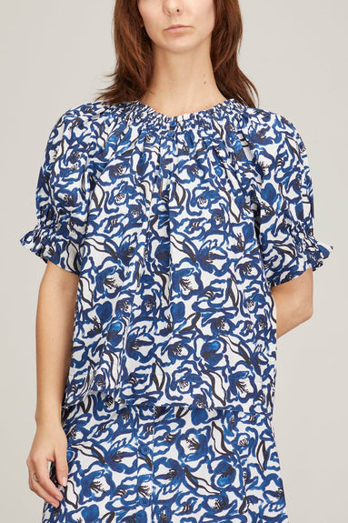 Apiece Apart Tops Kasin Top in Brushed Floral Indigo Apiece Apart Kasin Top in Brushed Floral Indigo