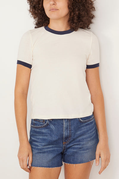 Classic Ringer Tee in Cream/Navy