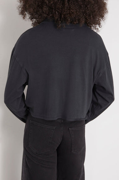 Askk NY Tops Crop Knit Shirt in Stone Black