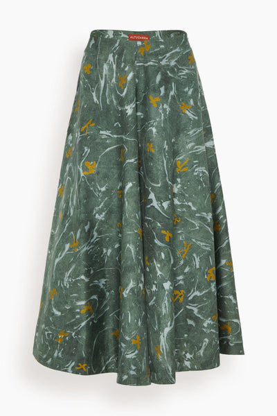 Varda Skirt in Monstera Marbled Floral