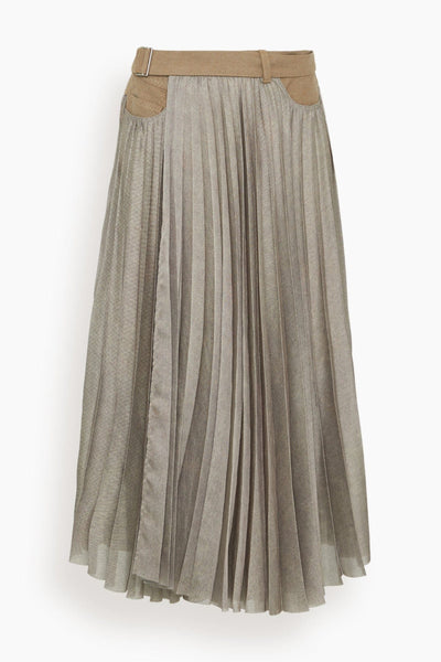 Denim Mix Skirt in Beige