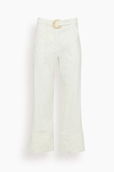 Summer Staples Belted Crop Wide Leg Pant in White