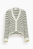 Forte Forte Sweaters Merinos Striped Cardigan in Bianco