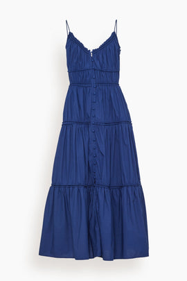 Camden Cotton Poplin Tank Midi Dress in Blueberry
