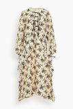 Sea Joan Print Tie Front Midi Dress in Cream