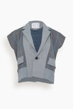 Sacai Jackets Chalk Stripe Glencheck Knit Vest in Gray