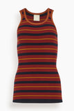 Paula Julia Knitted Tank Top in Red Stripes