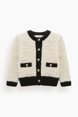 Delightful Sparkle Cardigan in Creme Black Framed