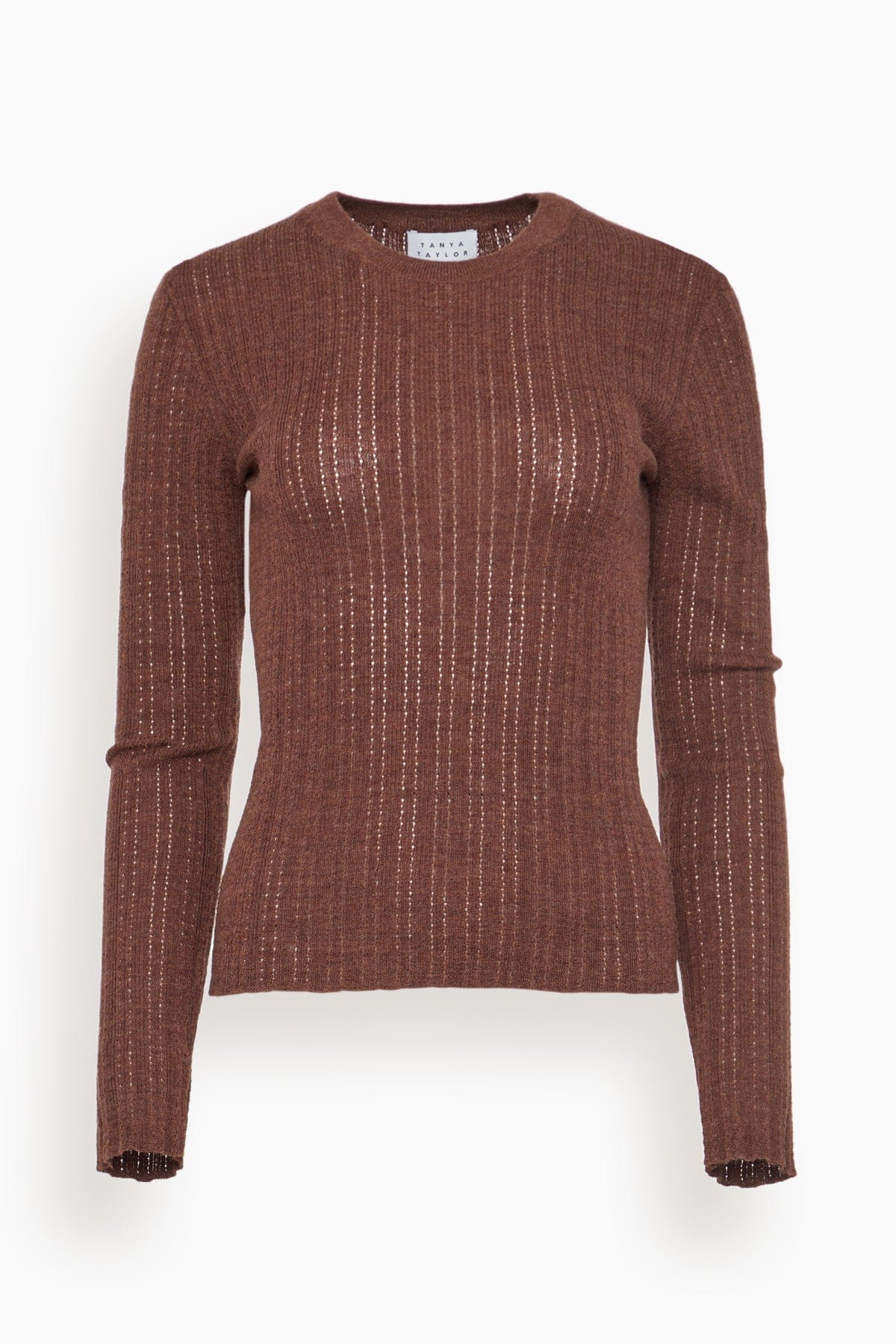 Tanya Taylor Crew Neck Kayden Top in Chocolate Melange