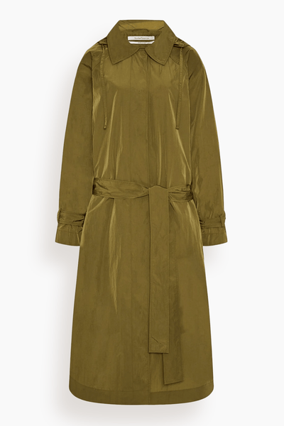 Recycled Nylon Trench in Olive