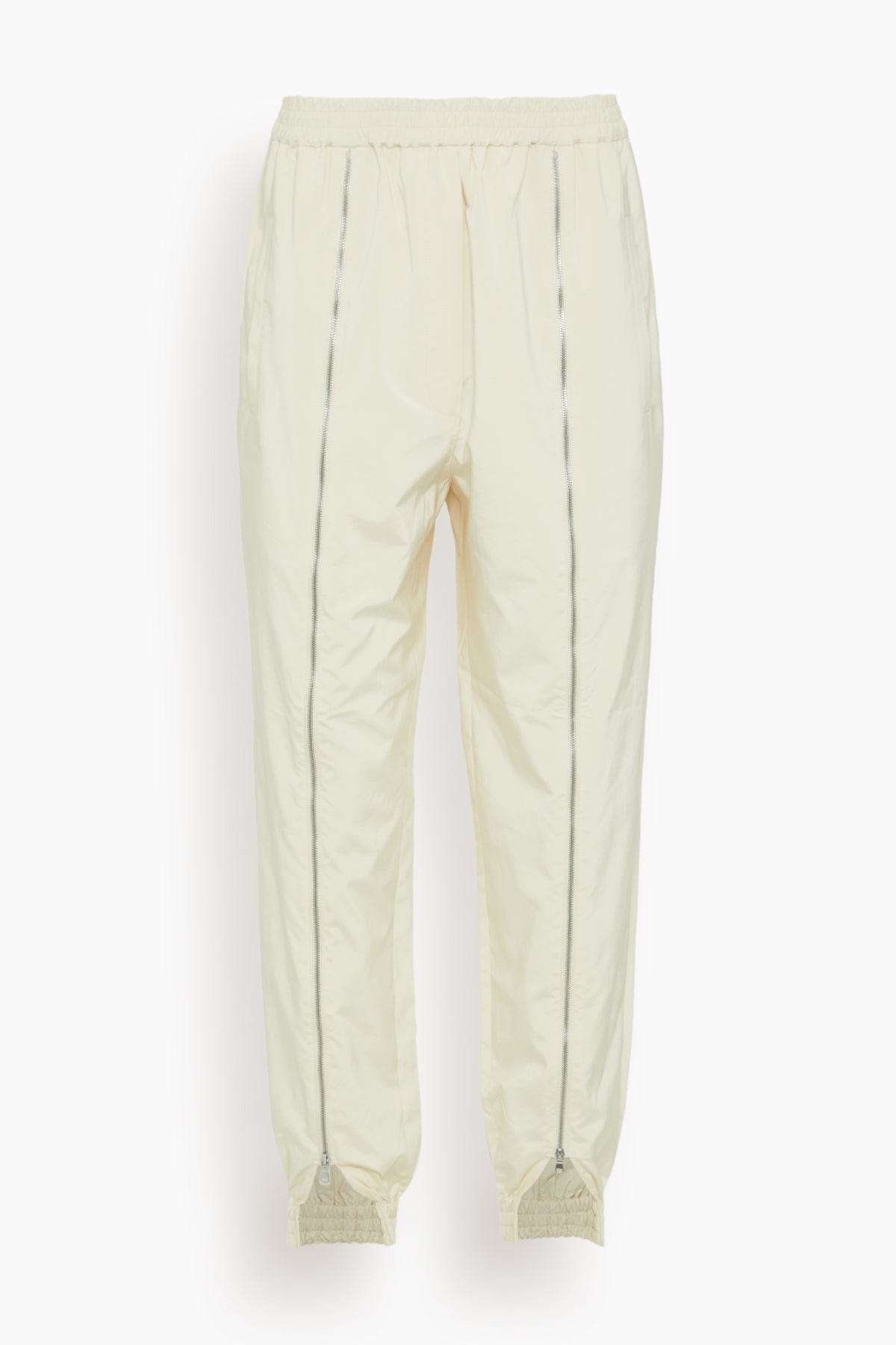 Tibi Nylon Zipper Jogger in Ivory