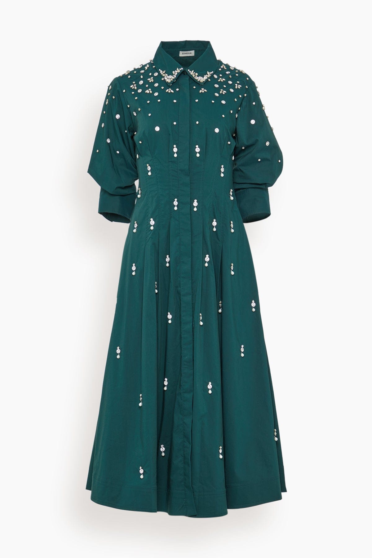 Simkhai Jazz Embellished Shirt Dress - Emerald - Xs Simkhai Jazz Embellished Shirt Dress - Emerald - Xs