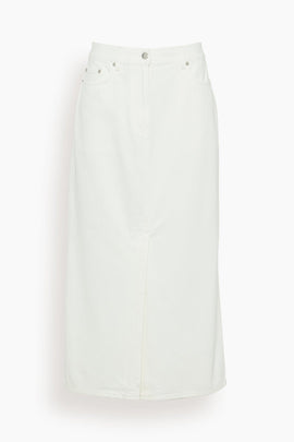Rona Denim Long Skirt in Ivory
