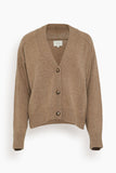 Loulou de Saison Kaia V Neck Cardigan in Taupe Melange