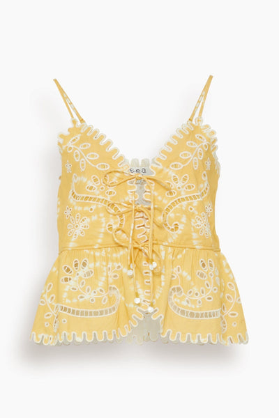 Liat Embroidery Cami Top in Yellow