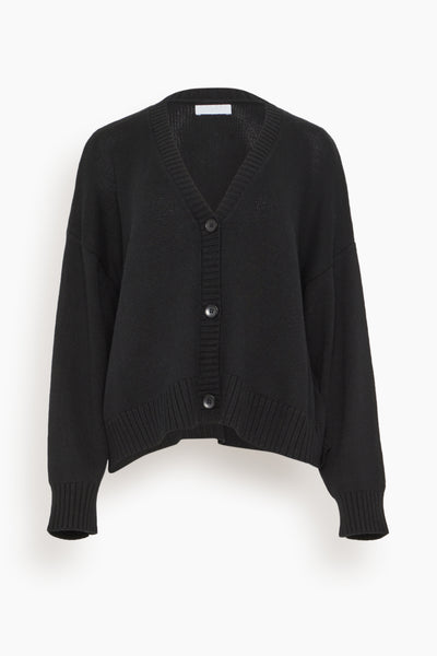 Ollie Boxy V-Neck Cardigan in Black