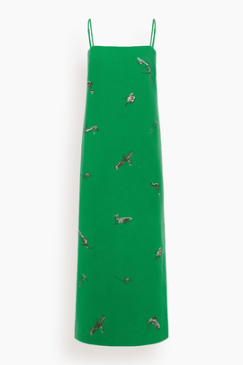 Wanda Embroidered Midi Dress in Green